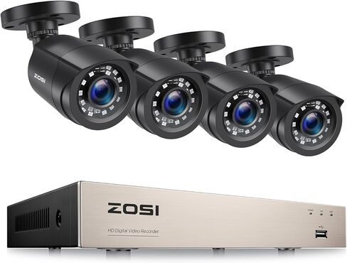 ZOSI 1080P 4 Pack HD TVI Security Cameras, 80ft Night Vision, Outdoor Indoor Weatherproof Bullet Camera for 1080P/5MP/4K HD TVI Analog CCTV DVR System in Saudi Arabia
