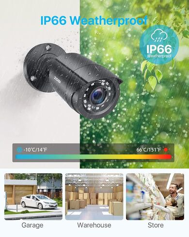 ZOSI 1080P 4 Pack HD TVI Security Cameras, 80ft Night Vision, Outdoor Indoor Weatherproof Bullet Camera for 1080P/5MP/4K HD TVI Analog CCTV DVR System in Saudi Arabia