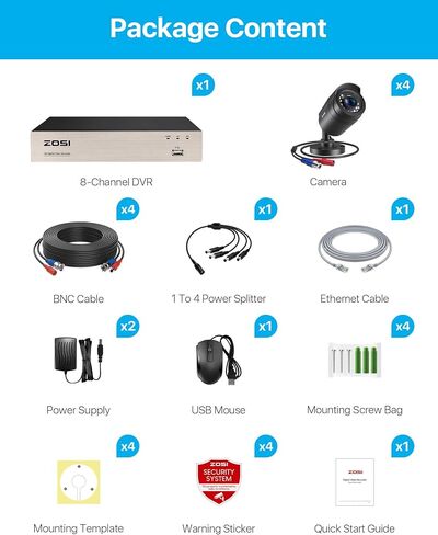 ZOSI 1080P 4 Pack HD TVI Security Cameras, 80ft Night Vision, Outdoor Indoor Weatherproof Bullet Camera for 1080P/5MP/4K HD TVI Analog CCTV DVR System in Saudi Arabia