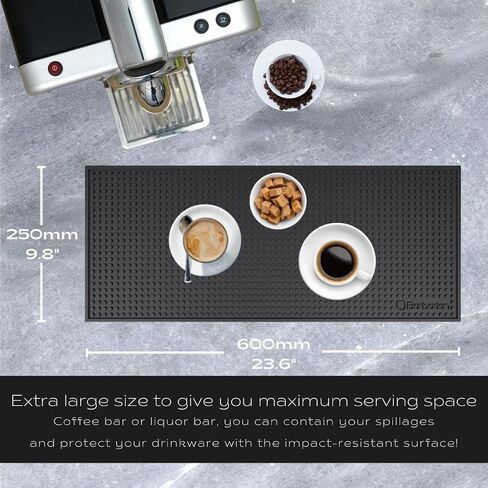 Barbarian Extra Large Bar Mat Drinks Runner Non-Slip Rubber Backing 600mm x 250mm Black Heat-Resistant Highly Durable Dishwasher Safe Flexible Heavy Duty Gripped (Bold) in Saudi Arabia