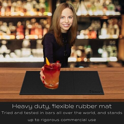 Barbarian Extra Large Bar Mat Drinks Runner Non-Slip Rubber Backing 600mm x 250mm Black Heat-Resistant Highly Durable Dishwasher Safe Flexible Heavy Duty Gripped (Bold) in Saudi Arabia