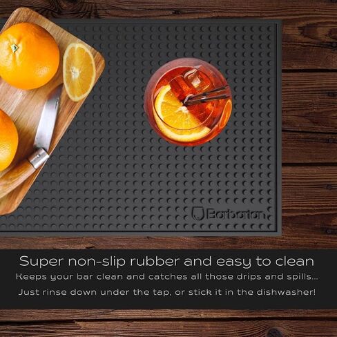 Barbarian Extra Large Bar Mat Drinks Runner Non-Slip Rubber Backing 600mm x 250mm Black Heat-Resistant Highly Durable Dishwasher Safe Flexible Heavy Duty Gripped (Bold) in Saudi Arabia