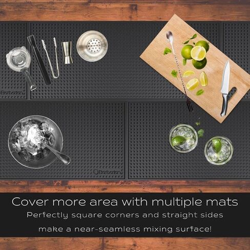 Barbarian Extra Large Bar Mat Drinks Runner Non-Slip Rubber Backing 600mm x 250mm Black Heat-Resistant Highly Durable Dishwasher Safe Flexible Heavy Duty Gripped (Bold) in Saudi Arabia