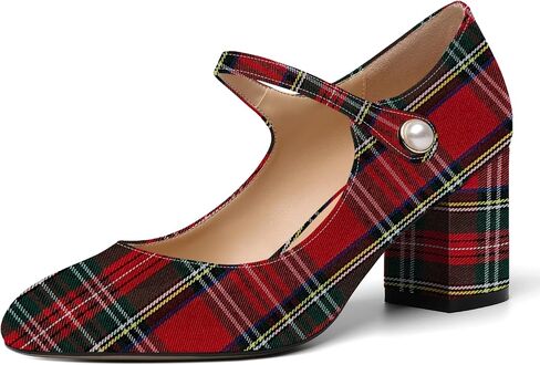 ROSERWISH Womens Wedding Round Toe Ankle Strap Patent Fashion Block Mid Heel Pumps Shoes 2.5 Inch in Kuwait
