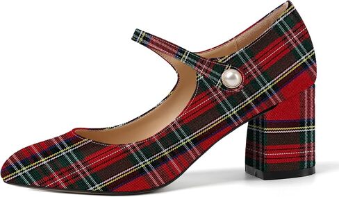 ROSERWISH Womens Wedding Round Toe Ankle Strap Patent Fashion Block Mid Heel Pumps Shoes 2.5 Inch in Kuwait