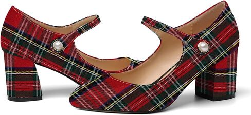 ROSERWISH Womens Wedding Round Toe Ankle Strap Patent Fashion Block Mid Heel Pumps Shoes 2.5 Inch in Kuwait