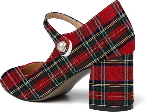 ROSERWISH Womens Wedding Round Toe Ankle Strap Patent Fashion Block Mid Heel Pumps Shoes 2.5 Inch in Kuwait