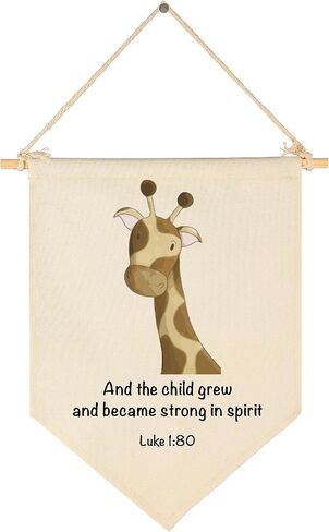 Animal Christian Nursery Decor-Bible Verse Art-Jungle Safari-Scripture Flag Decor Gift for Baby Boys Girls Newborn Kids-Banner Wall Sign Gifts for Nursery Baby Room Playroom Bedroom Front Door in Saudi Arabia