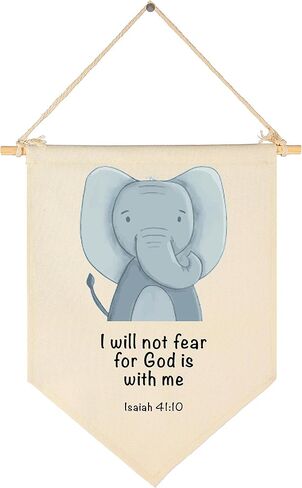Animal Christian Nursery Decor-Bible Verse Art-Jungle Safari-Scripture Flag Decor Gift for Baby Boys Girls Newborn Kids-Banner Wall Sign Gifts for Nursery Baby Room Playroom Bedroom Front Door in Kuwait