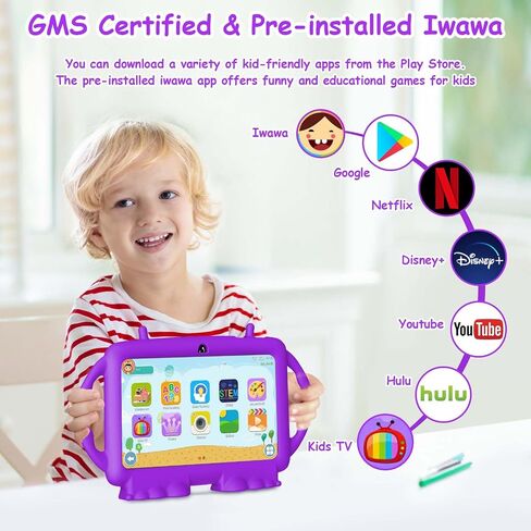 Kids Tablet, 7 inch Tablet for Kids, 6GB RAM 32GB ROM Android 13 Toddler Tablet with GMS, WiFi, Bluetooth, Parental Control, Dual Camera, Shockproof Case, Kids App Pre-Installed (Pink) in Saudi Arabia