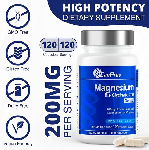 CanPrev Magnesium Bis-Glycinate 200, Veggie Capsules (240 Count (Pack of 1)) in Saudi Arabia