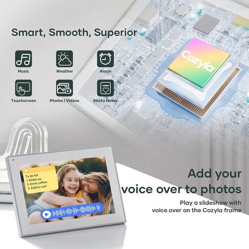 Cozyla Digital Picture Frame Multi Platform to Send Photos and Videos via Email Google Photos Instagram Phone App Free Unlimited Storage Built-in Alexa Photo Frame Electronic WiFi 10.1 Inch White in Saudi Arabia