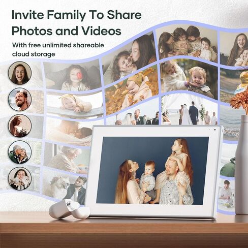 Cozyla Digital Picture Frame Multi Platform to Send Photos and Videos via Email Google Photos Instagram Phone App Free Unlimited Storage Built-in Alexa Photo Frame Electronic WiFi 10.1 Inch White in Saudi Arabia