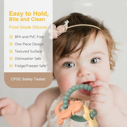 Silicone Teethers for Babies 0-6 6-12 Months Baby Teething Toys Teething Ring for Infant Boys Girls in Saudi Arabia
