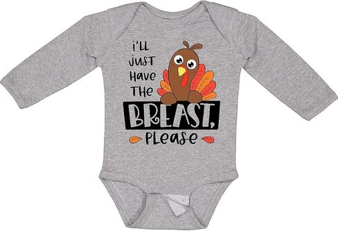inktastic I'll Just Have the Breast, Please Cute Turkey Long Sleeve Creeper in Kuwait