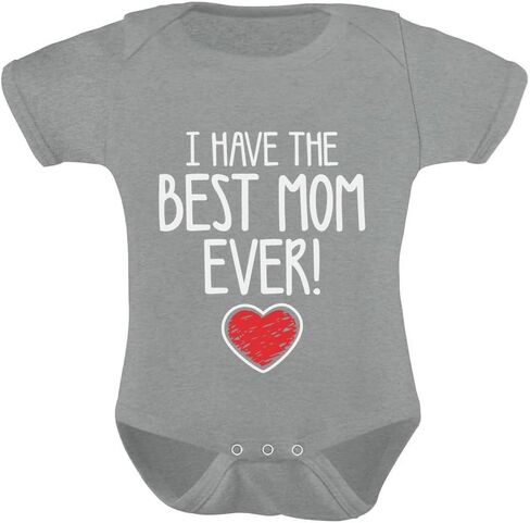 بدلة Tstars Best Mom Ever Baby لحديثي الولادة من الأولاد والبنات لعيد الأم | بدلة للجسم من القطن الناعم؛ رائع لعيد الأم الأول، وحفلة استقبال المولود الجديد، والإعلان عن الحمل، وهدية لحديثي الولادة in Kuwait