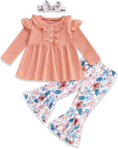 Toddler Girl Clothes Solid Color Green Top and Long Pants Baby Girl Winter Outfit Girl Clothes in Saudi Arabia