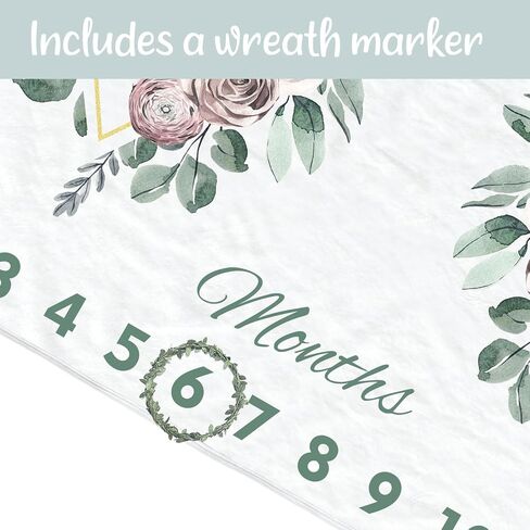 Twins Baby Monthly Blanket for Girls, Newborn Month Blanket, Soft Flannel Photography Background Prop Blanket, Personalized Shower Gift, Boho Flower in Saudi Arabia