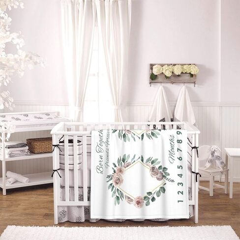 Twins Baby Monthly Blanket for Girls, Newborn Age Blanket, Soft Flannel Photography Background Prop, Twin Baby Gifts, Boho Flower in Saudi Arabia