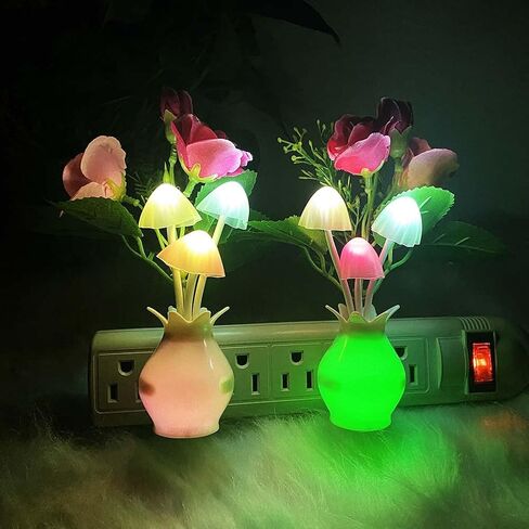 4 Pieces LED Night Light Plug in with Dusk to Dawn Sensor 7 Color Change,Wall Lamps Plug in NightLight for Kids Adults, Bedroom, Bathroom, Kitchen, Hallway, Stairs (4 Pieces Flower) in Saudi Arabia