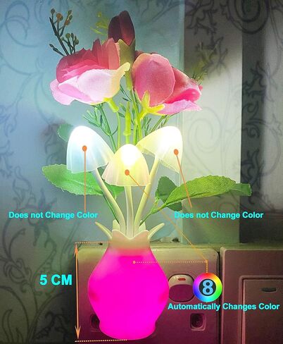 4 Pieces LED Night Light Plug in with Dusk to Dawn Sensor 7 Color Change,Wall Lamps Plug in NightLight for Kids Adults, Bedroom, Bathroom, Kitchen, Hallway, Stairs (4 Pieces Flower) in Saudi Arabia