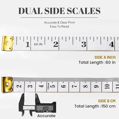Tape Measure Fabric Measuring Tape Soft Cloth Tape Measure Body Sewing Measuring Tape Double Scale Seamstress Tape Measurement for Sewing Cloth 60 inch, 9 PCS Craft Vinyl Tailor Ruler for Weight Loss in Saudi Arabia