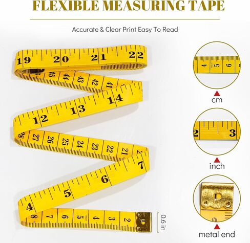 Tape Measure Fabric Measuring Tape Soft Cloth Tape Measure Body Sewing Measuring Tape Double Scale Seamstress Tape Measurement for Sewing Cloth 60 inch, 9 PCS Craft Vinyl Tailor Ruler for Weight Loss in Saudi Arabia