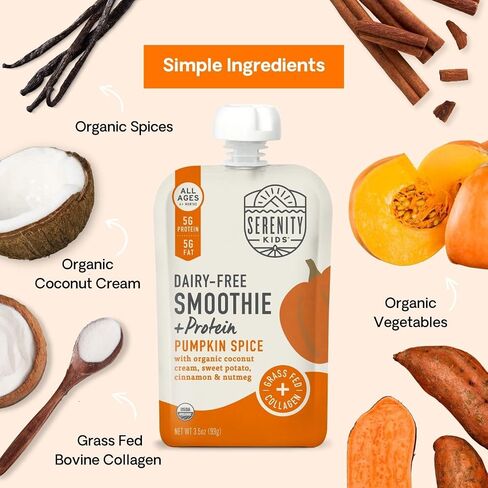 Serenity Kids Berry Butternut Baby Food Pouch, 5g Protein, 3.5 Oz, 6 Pack | No Added Sugar, USDA Organic, Dairy Free Baby Snacks, Toddler Snacks, Toddler Pouches, Baby Food Pouches in Saudi Arabia
