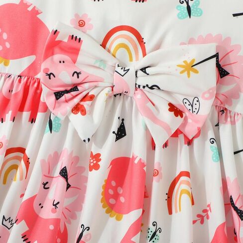 RETSUGO Toddler Girls Dresses Kids Summer Clothes Flutter Sleeve Birthday Party Bowknot Dress Casual Swing Sundress in Saudi Arabia