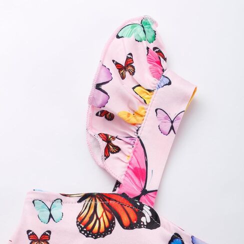 RETSUGO Toddler Girls Dresses Kids Summer Clothes Flutter Sleeve Birthday Party Bowknot Dress Casual Swing Sundress in Saudi Arabia