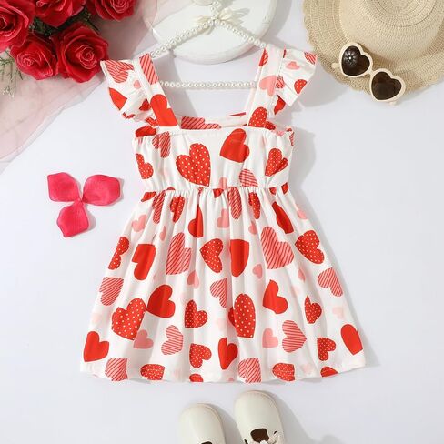 RETSUGO Toddler Girls Dresses Kids Summer Clothes Flutter Sleeve Birthday Party Bowknot Dress Casual Swing Sundress in Saudi Arabia