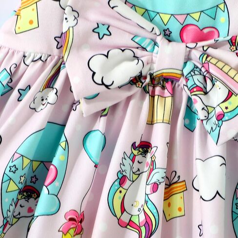 RETSUGO Toddler Girls Dresses Kids Summer Clothes Flutter Sleeve Birthday Party Bowknot Dress Casual Swing Sundress in Kuwait