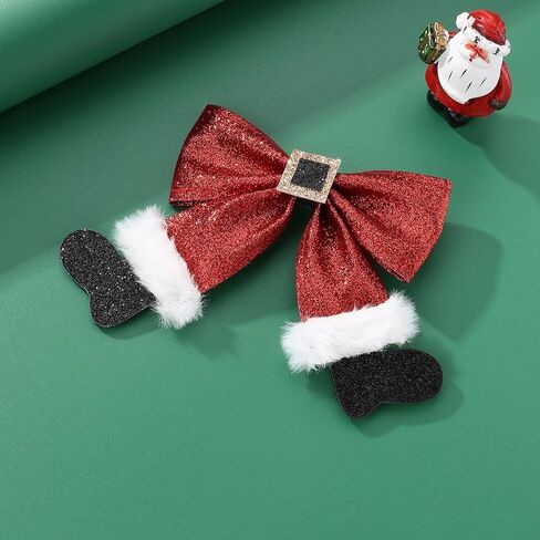 Christmas Hair Bow Clip Xmas Socks Hair Clips for Girls, Green Glitter Hair Bows Hairpins Winter Xmas New Year Holiday Alligator Hair Barrette for Costume Outfits Party Favors Gifts in Kuwait