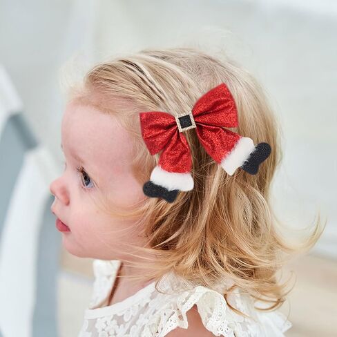 Christmas Hair Bow Clip Xmas Socks Hair Clips for Girls, Green Glitter Hair Bows Hairpins Winter Xmas New Year Holiday Alligator Hair Barrette for Costume Outfits Party Favors Gifts in Kuwait