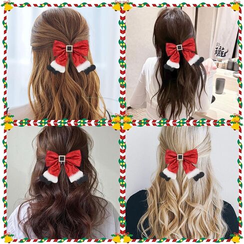 Christmas Hair Bow Clip Xmas Socks Hair Clips for Girls, Green Glitter Hair Bows Hairpins Winter Xmas New Year Holiday Alligator Hair Barrette for Costume Outfits Party Favors Gifts in Kuwait