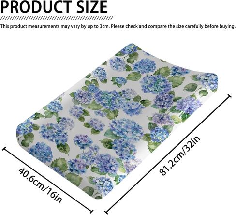 Blue Hydrangea Floral Changing Pad Covers Watercolor Flowers Painting Baby Changing Table Sheets for Boys Girls Wild Floral Soft Breathable Stretchy Fitted Diaper Change Table Pad Mats 32''x16'' in Saudi Arabia