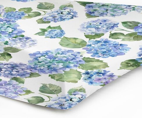 Blue Hydrangea Floral Changing Pad Covers Watercolor Flowers Painting Baby Changing Table Sheets for Boys Girls Wild Floral Soft Breathable Stretchy Fitted Diaper Change Table Pad Mats 32''x16'' in Saudi Arabia