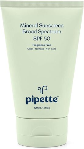 Pipette Mineral Sunscreen - SPF 50 Broad Spectrum Baby Sunblock with Non-Nano Zinc, UVB/UVA Non-Toxic Sun Protection for Kids & Sensitive Skin, 4 fl oz in Saudi Arabia