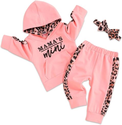 oklady Baby Girl Clothes Litter Print Hoodie Tops Patchwork Design Pants Baby Girl Fall Winter Outfits in Kuwait
