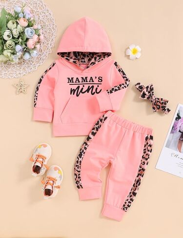 oklady Baby Girl Clothes Litter Print Hoodie Tops Patchwork Design Pants Baby Girl Fall Winter Outfits in Kuwait