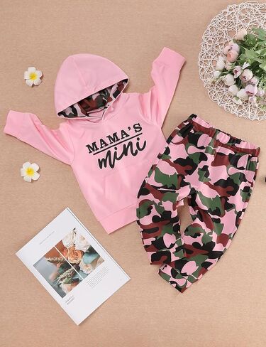 oklady Baby Girl Clothes Litter Print Hoodie Tops Patchwork Design Pants Baby Girl Fall Winter Outfits in Saudi Arabia