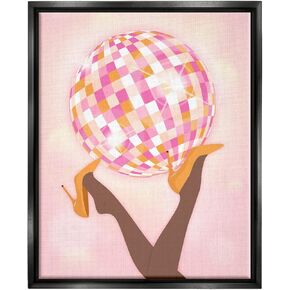 Stupell Industries Disco Ball Retro Dancing Legs Framed Floater Canvas Wall Art, Design by Martina Pavlova