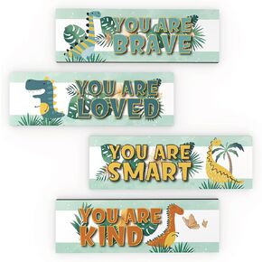 Woodland Forest Nursery Decor Inspirational Motivational Affirmations Positive Quote Wood Plaques Wall Art Decor for Kids Toddler Boys Girls Room Bathroom Classroom Playroom Decor