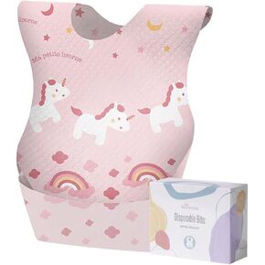 SUNVENO Disposable Bibs, Baby Disposable Bib Leak-proof Liner & Reusable Fastener