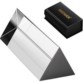 NEEWER 3.7 inch/9.4cm Triangular Prism, K9 Crystal Optical Glass for Prism Photography, Rainbow Effects Photo Photography Prism, Teaching Light Spectrum Physics