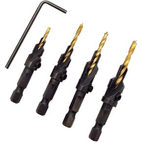 Milescraft 5341 4 pc. CounterBitSet - Countersink Drill Bit Set #6, 8, 10, 12, black