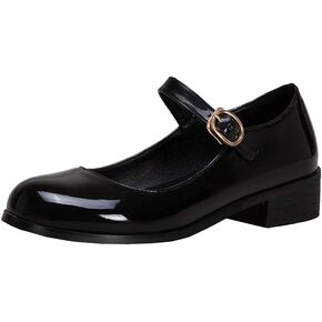Womens Patent Mary Jane Flats Closed Toe Comfortable Shoes