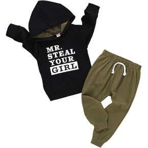 ZOEREA Toddler Baby Boys Clothes Letter Printed Hoodie Sweatshirt Tops+Camouflage Long Pants 2PCS Outfits Set