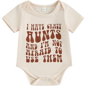 Canis Infant Newborn Baby Boy Girl Funny Auntie Bodysuit Romper Short Sleeve Letters Print Jumpsuit