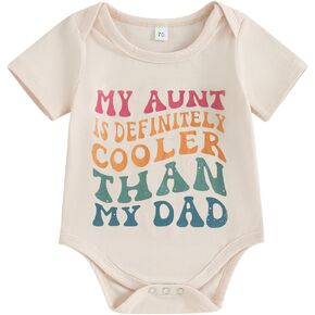 Canis Infant Newborn Baby Boy Girl Funny Auntie Bodysuit Romper Short Sleeve Letters Print Jumpsuit